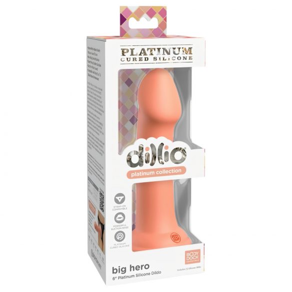 Dillio Stora Hjälten - sugfots silikon dildo (17 cm) - orange