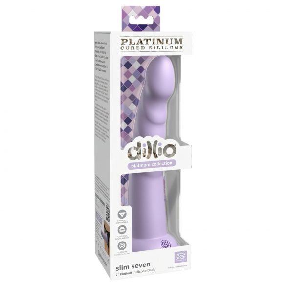 Dillio Slim Seven - Sugkoppsstimulator Dildo (20 cm) - Lila