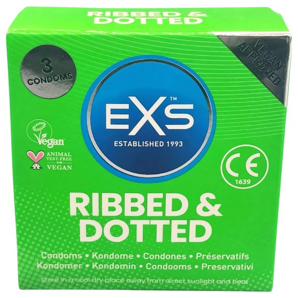 EXS Ribbad, Knottrig och Utvidgad - Kondomer (3-pack)