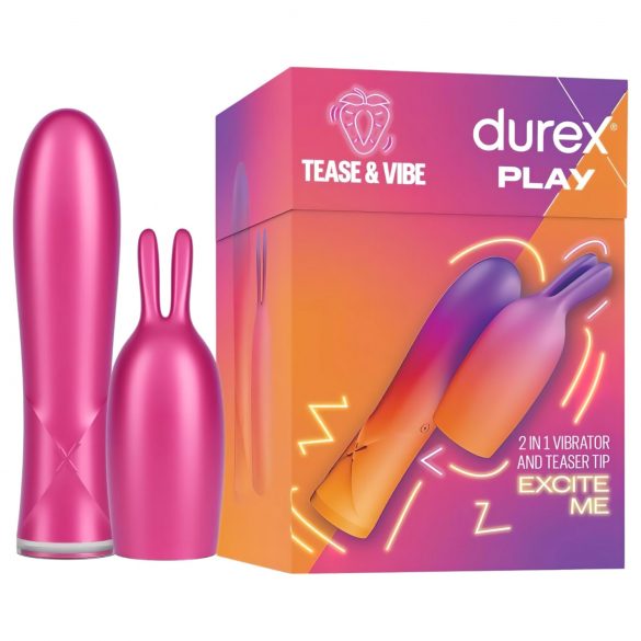 Durex Tease & Vibe - stavvibrator med kaninöron (rosa)