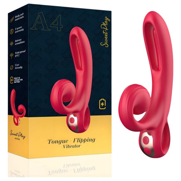 Sweet Play - röd tungvibrator med klitorisstimulans