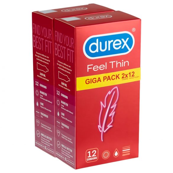 Durex Feel Thin - Naturlig känsla kondompaket (2x12 st)