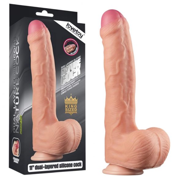 Lovetoy Naturstavar - Dubbel lager, realistisk dildo - 28cm (naturlig)