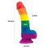 Lovetoy Prider - realistisk silikon dildo 19cm (regnbåge)