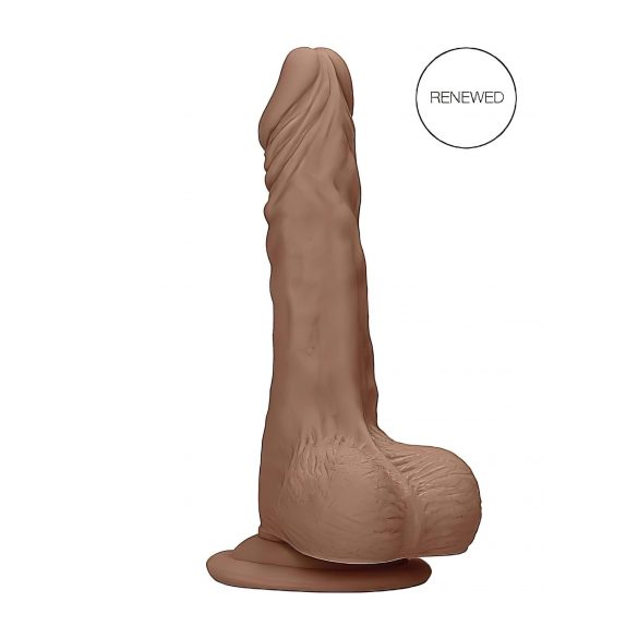 RealRock Dong 7 - naturtrogen dildo med kulor (17cm) - mörk natur