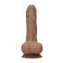 RealRock Dong 7 - naturtrogen dildo med kulor (17cm) - mörk natur