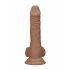 RealRock Dong 7 - naturtrogen dildo med kulor (17cm) - mörk natur