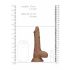 RealRock Dong 7 - naturtrogen dildo med kulor (17cm) - mörk natur