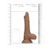 RealRock Dong 9 - verklighetstroget dildo med pung (23cm) - mörk natur