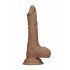 RealRock Äkta Dong 10 - livstrogen dildo med pung (25cm) - mörk hudton