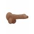 RealRock Äkta Dong 10 - livstrogen dildo med pung (25cm) - mörk hudton