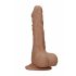 RealRock Äkta Dong 10 - livstrogen dildo med pung (25cm) - mörk hudton