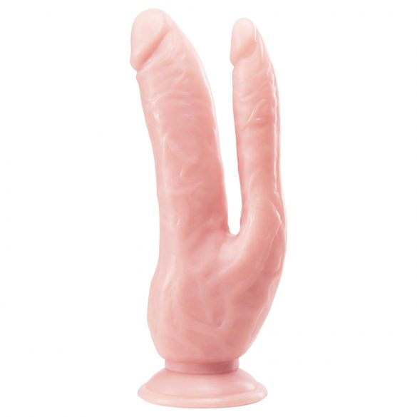 Dr. Skin 8 - Dubbel dildo med sugfot (natur)