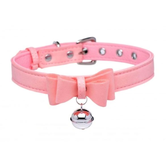 Master Series Lyxig Kitty-halsband med rosett och pingla (rosa)