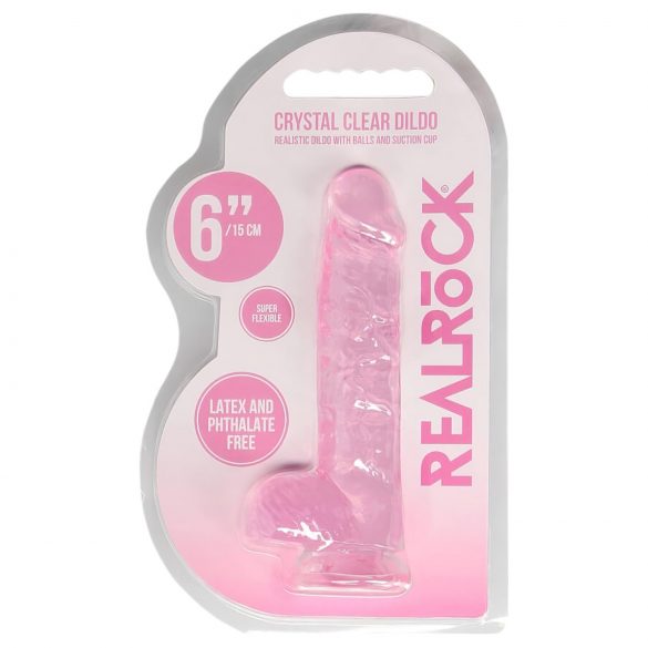 REALROCK - Genomskinlig realistisk dildo - rosa (15 cm)