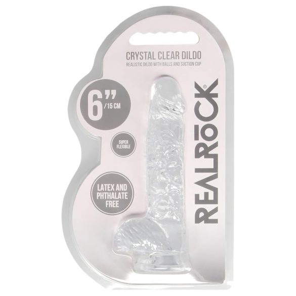 REALROCK - Genomskinlig realistisk dildo - kristallklar (15 cm)