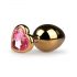 Easytoys Metall No.7 - hjärtformad analplugg med rosa sten - guld (3cm)