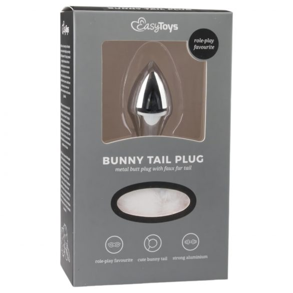 Easytoys Bunny NO1 - metalplugg med kaninsvans (silver-vit)