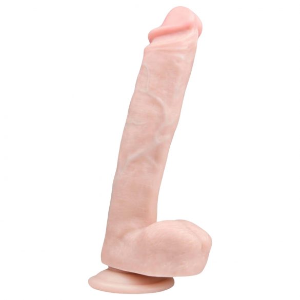 Easytoys - stor dildo med sugkopp och pung (26,5 cm) - naturfärg