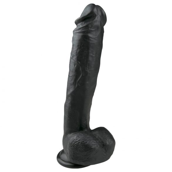 Easytoys - sugkopp, ådrig dildos (26,5cm) - svart