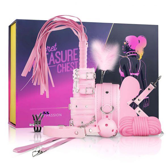 Hemlighetens Lustkista - avancerat BDSM-set, 14 delar (rosa)