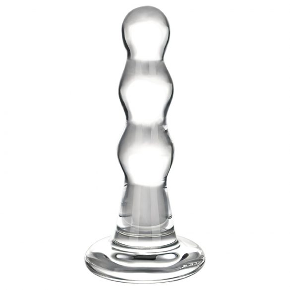 GLAS - vågig glas analdildo (genomskinlig)