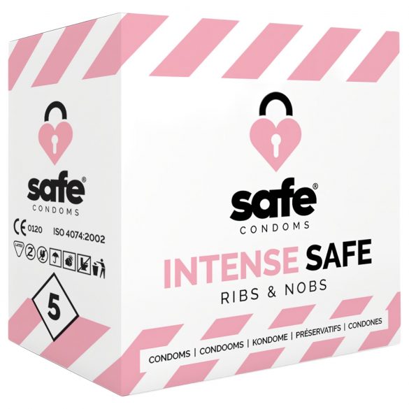 SAFE Intense Safe - räfflad-prickad kondom (5 st)