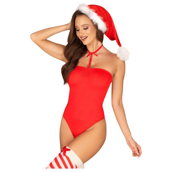 Obsessive Kissmas - röd halterneck bodyset