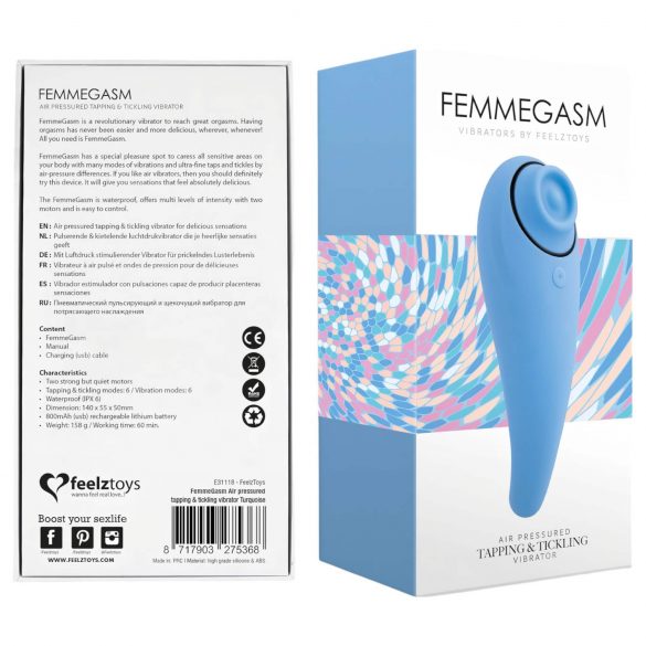 FEELZTOYS Femmegasm - uppladdningsbar 2in1 klitorivibrator (blå)